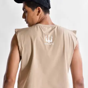 Beige - Sleeveless T-shirt