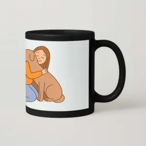 Girl With Dog - Black Patch Mug