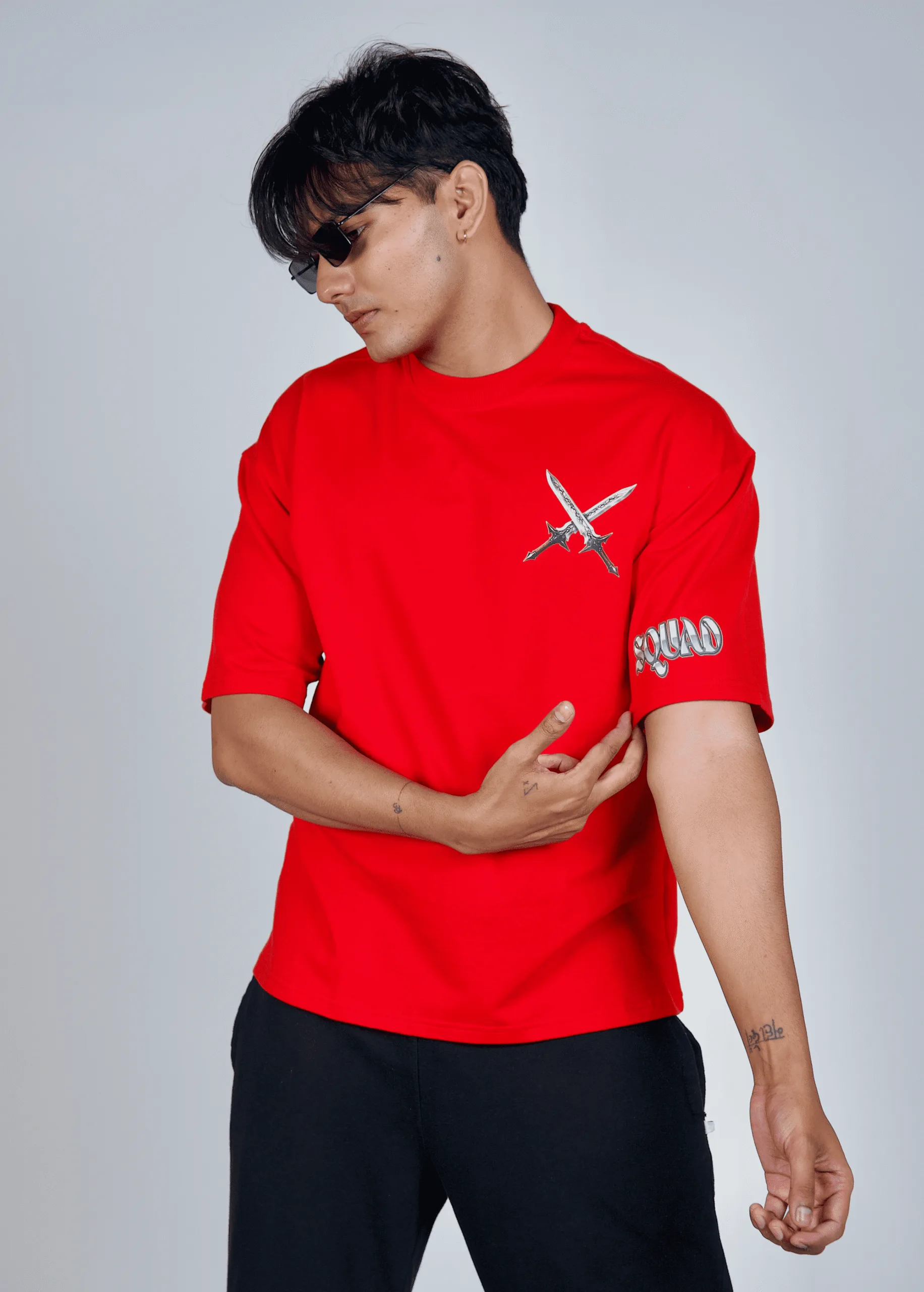 Sword-red-oversize-tshirt-sideview