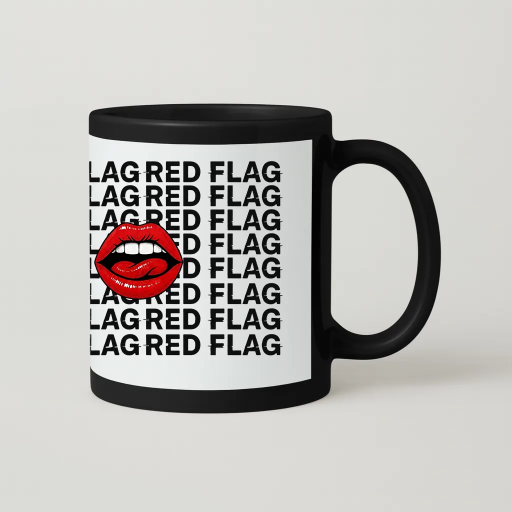red flag black patch mug